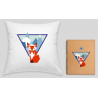 Pack renard : coussin blanc et carnet ligné – déco & papeterie
